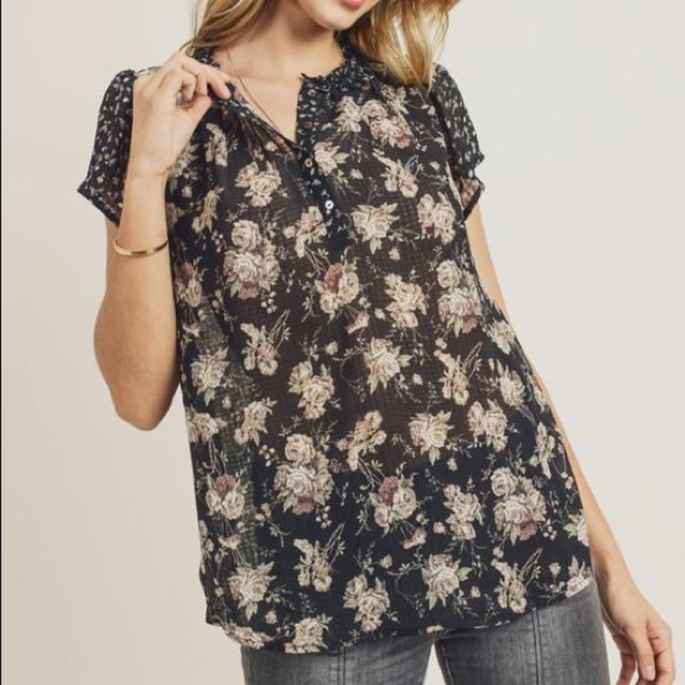 Mixed Floral Print Top